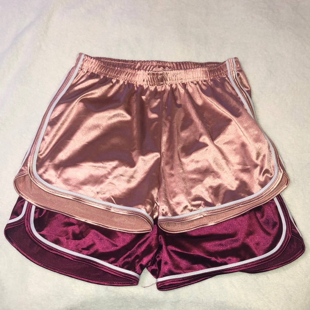 2 Pair of Pink and Burgundy Shorts